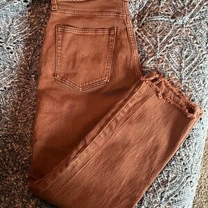 GAP Cheeky Straight High Rise Brown Cropped Jeans